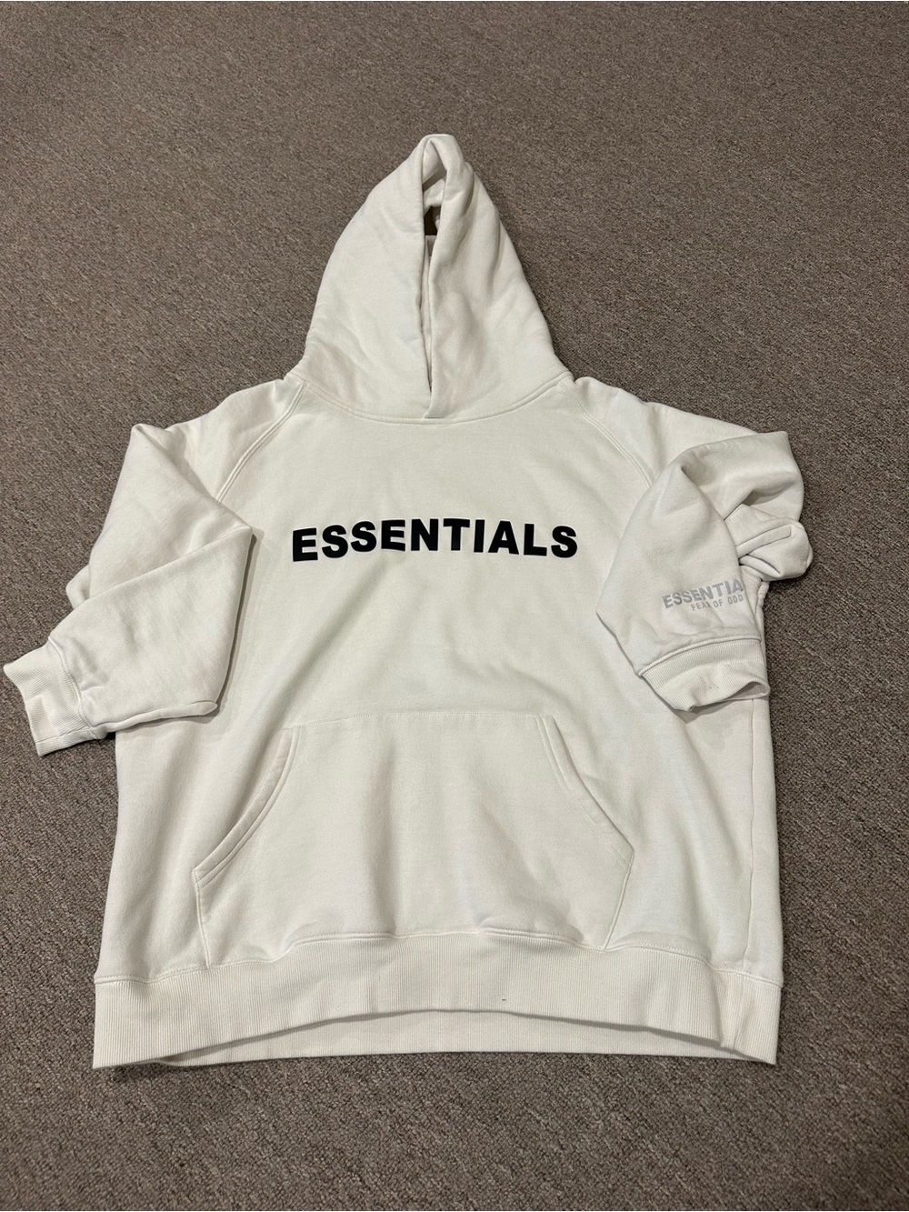 Essentials Off-White Hoodie with Black Logo